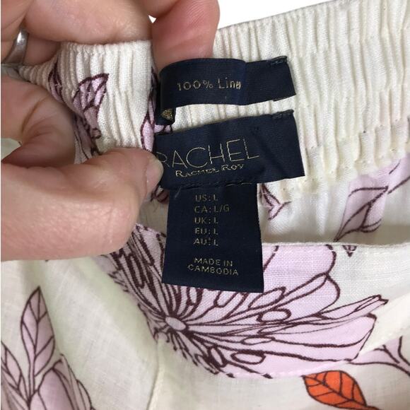 Rachel By‎ Rachel Roy Pants Womens Size Large Cream Floral Wide Leg - Picture 5 of 6